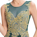 Grace Karin Hot Sale sem mangas Elegante Golden Appliques Vestido de noiva vestido de noite verde escuro 2016 GK000026-5